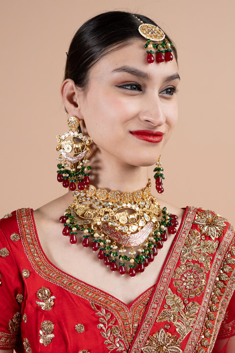 Gold Beaded Necklace Set