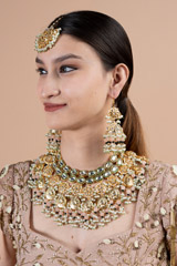 Peach and Gold Kundan Necklace SetDSC08255
