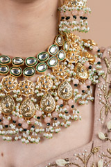 Peach and Gold Kundan Necklace SetDSC08258