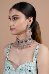 Rose Gold Zircon Studded Necklace SetDSC08790