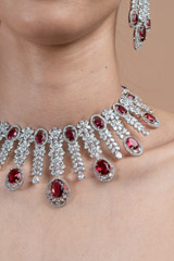 Magenta Zircon Studded Necklace SetDSC08614