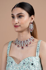 Magenta Zircon Studded Necklace SetDSC08615