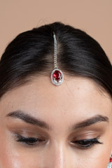 Magenta Zircon Studded Necklace SetDSC08620