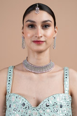 Salmon Pink Zircon Necklace Set