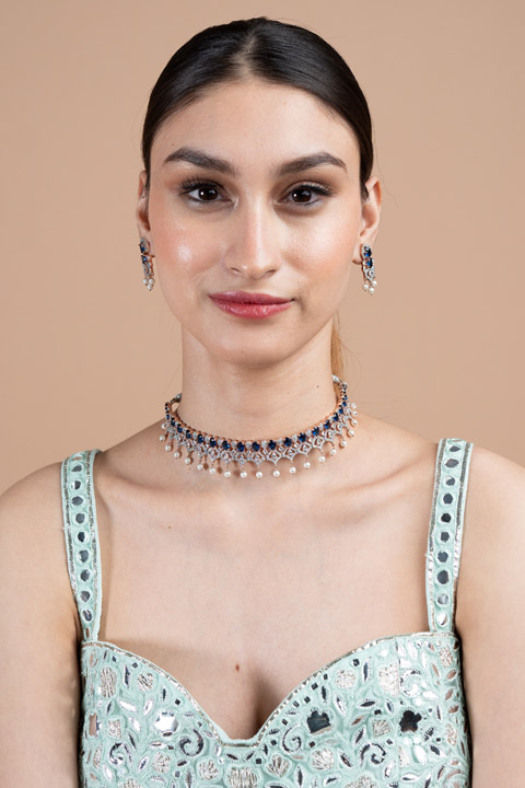 Blue Zircon Necklace Set