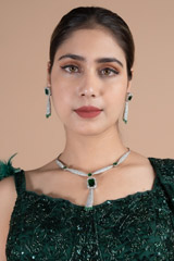 Green Zircon Studded Necklace Set