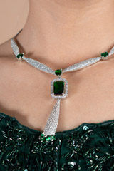 Green Zircon Studded Necklace SetDSC08840