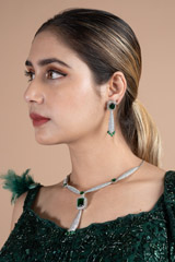 Green Zircon Studded Necklace SetDSC08843