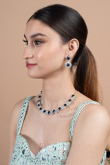 Dark blue zircon studded necklace setterDSC08746
