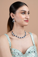 Dark blue zircon studded necklace setterDSC08747