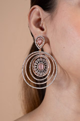 Salmon Pink Zircon Studded EarringsDSC08730