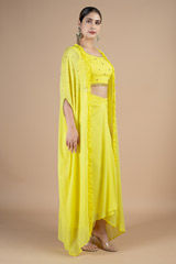 Yellow blouse and cape and draped skirt setDSC08959
