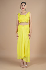 Yellow blouse and cape and draped skirt setDSC08960