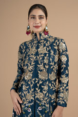 Royal blue floral embroidered kurtaDSC08831