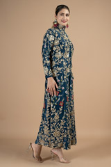 Royal blue floral embroidered kurtaDSC08834