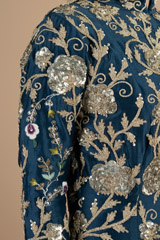 Royal blue floral embroidered kurtaDSC08836