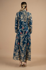 Royal blue floral embroidered kurtaDSC08837
