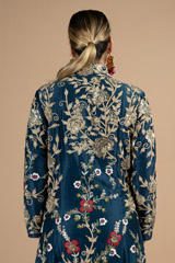 Royal blue floral embroidered kurtaDSC08838