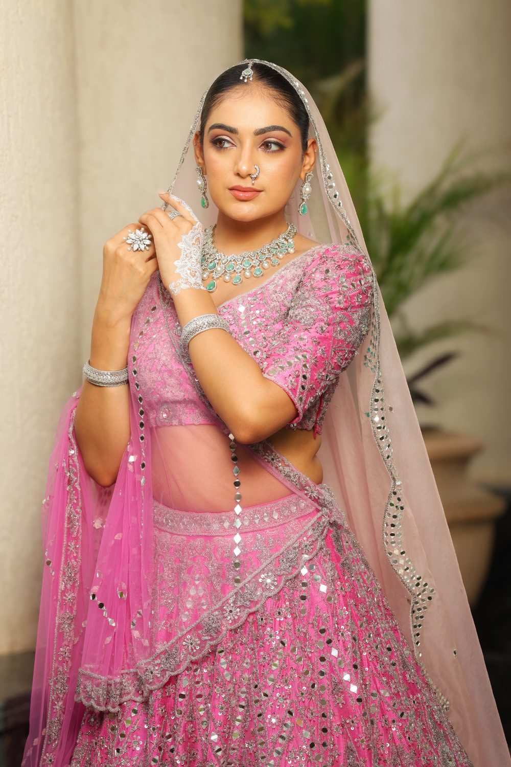 Light Fuscia Pink Bridal Lehenga