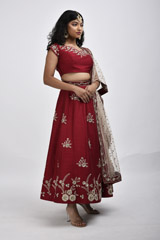 Maroon Floral Lehenga_SUB6609