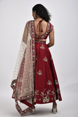Maroon Floral Lehenga_SUB6636
