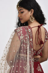 Maroon Floral Lehenga_SUB6637