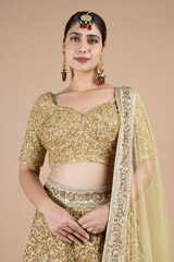 Golden sequin palatial flowery embroidered lehenga setDSC09020