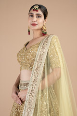 Golden sequin palatial flowery embroidered lehenga setDSC09021