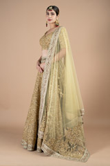 Golden sequin palatial flowery embroidered lehenga setDSC09022