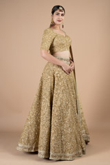 Golden sequin palatial flowery embroidered lehenga setDSC09024