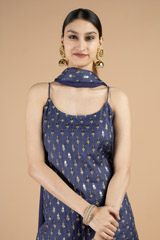 Blue slip top with front slit pants and dupattaDSC09378