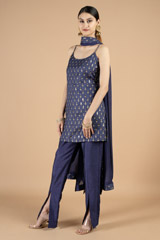 Blue slip top with front slit pants and dupattaDSC09380