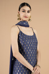 Blue slip top with front slit pants and dupattaDSC09382