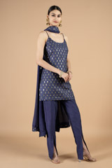 Blue slip top with front slit pants and dupattaDSC09383