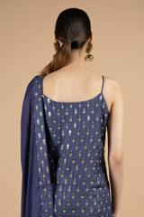 Blue slip top with front slit pants and dupattaDSC09384