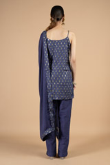 Blue slip top with front slit pants and dupattaDSC09385