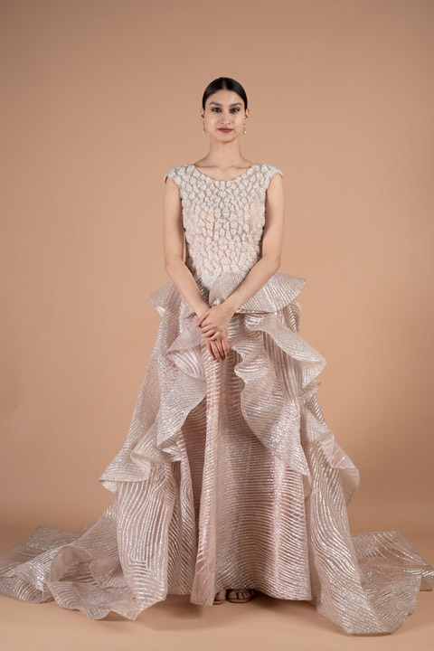 Metallic structured gown