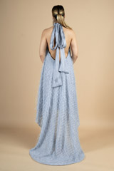 Stand collar neckline grey high low dressDSC09976