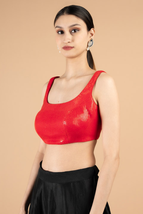 Red sequence sleeveless blouse