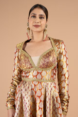 Silk brocade woven Anarkali gownDSC01364