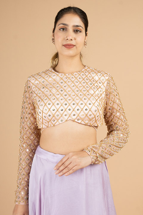 Pink net Embellished blouse