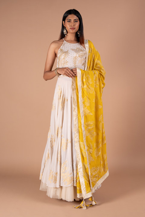 Ghee Gold Printed Khalidar