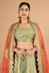 Green Golden Dori Embroidered LehengaDSC03265
