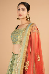 Green Golden Dori Embroidered LehengaDSC03268