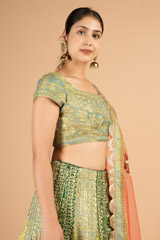 Green Golden Dori Embroidered LehengaDSC03272
