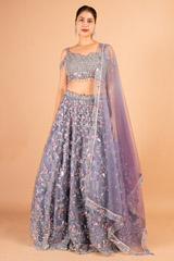 Lavender floral embellishment lehenga set