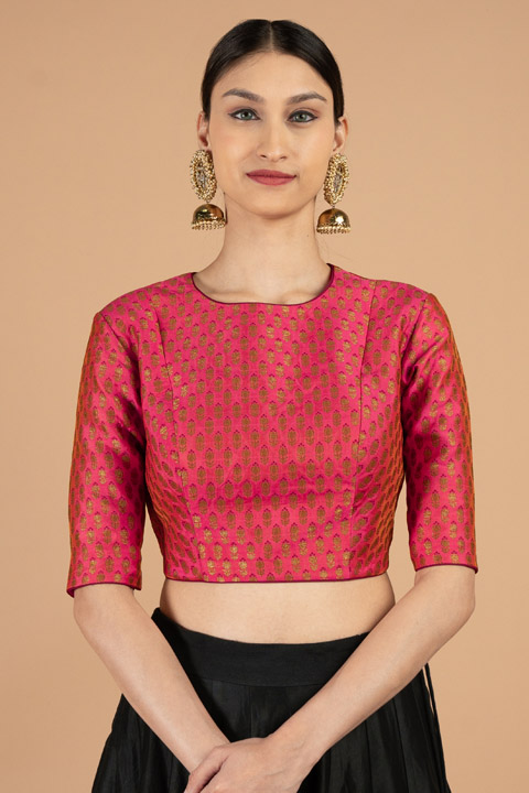 Pink back covered woven blouse
