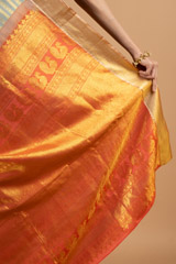 Grey saree shimmer gold palluDSC03788