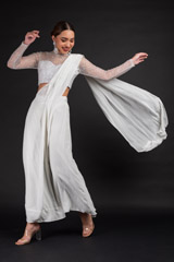 Grey Metallic Saree Gown