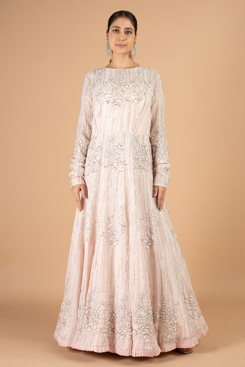 Peach Embroidered Gown